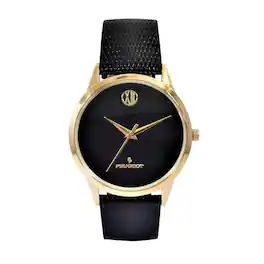 Peugeot - Men's 40mm Wafer Slim Round Gold-Plated Case Watch - Black