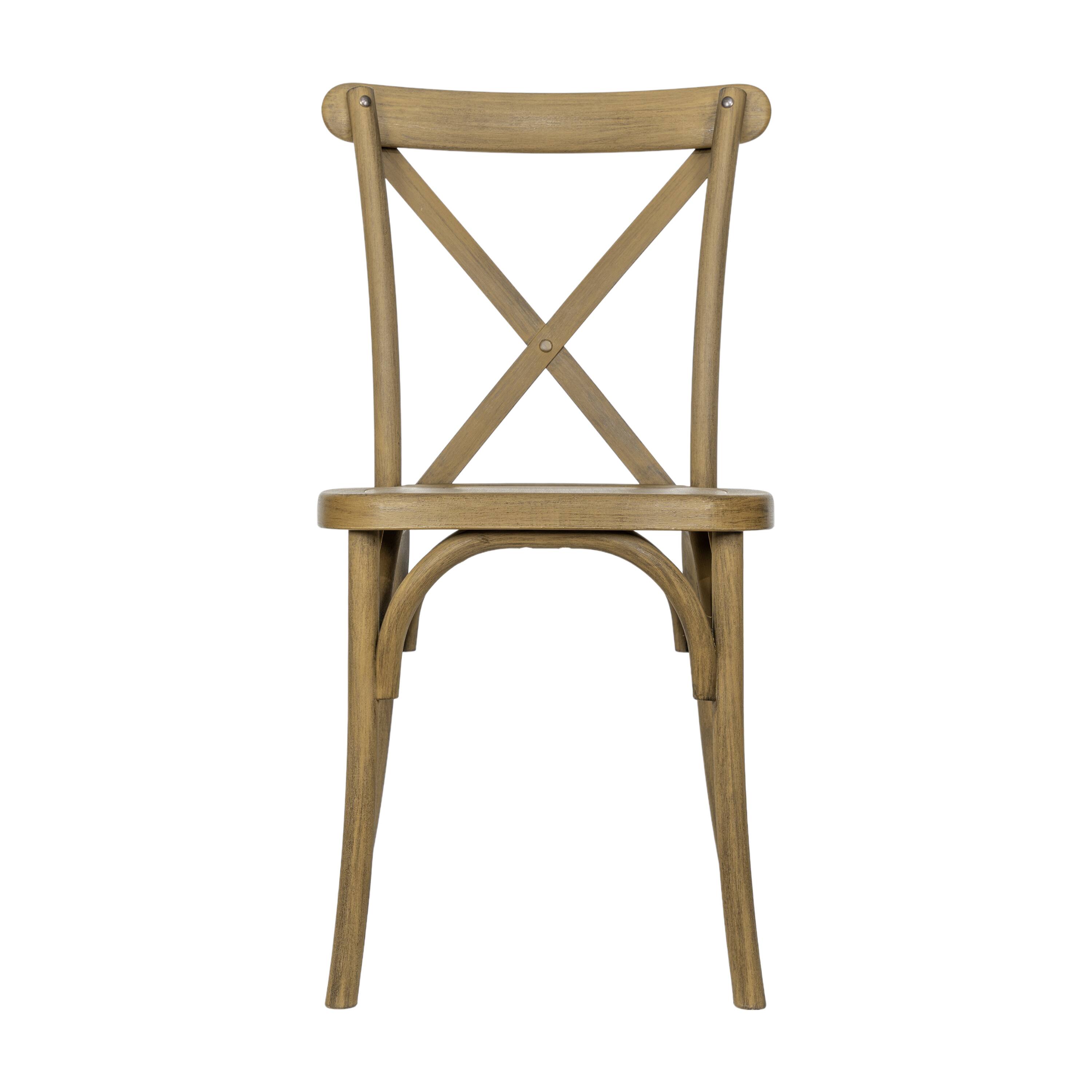 Alt View 9. Emma + Oliver - Hensler Set of 2 Weather-Resistant Wood Look Stackable Resin Cross Back Chairs for Indoor/Outdoor Use - Chestnut.