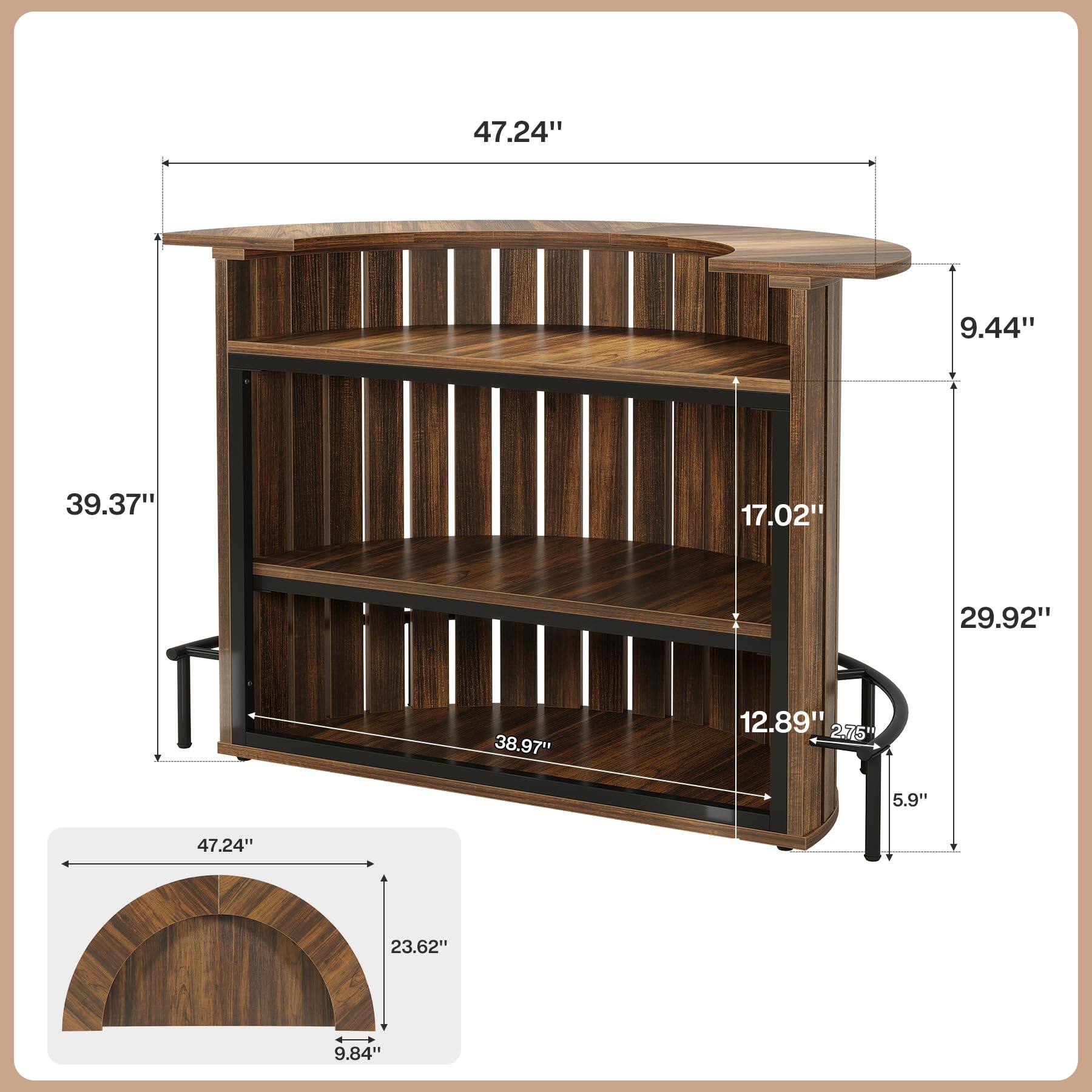 Tribesigns Bar Table with Storage, 4 Tier Arc Shaped Mini Bar Table ...