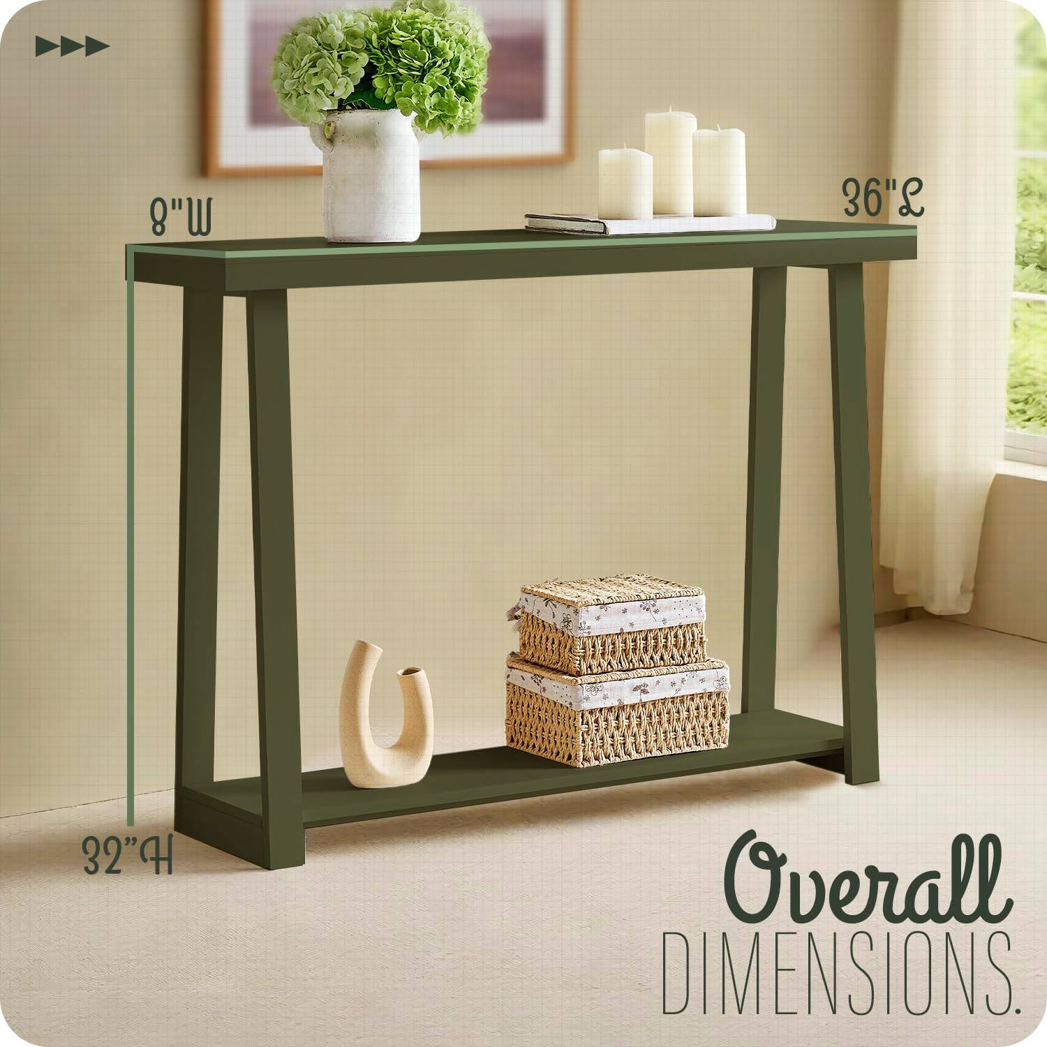 8"W 36"L 32"H Overall DIMENSIONS.