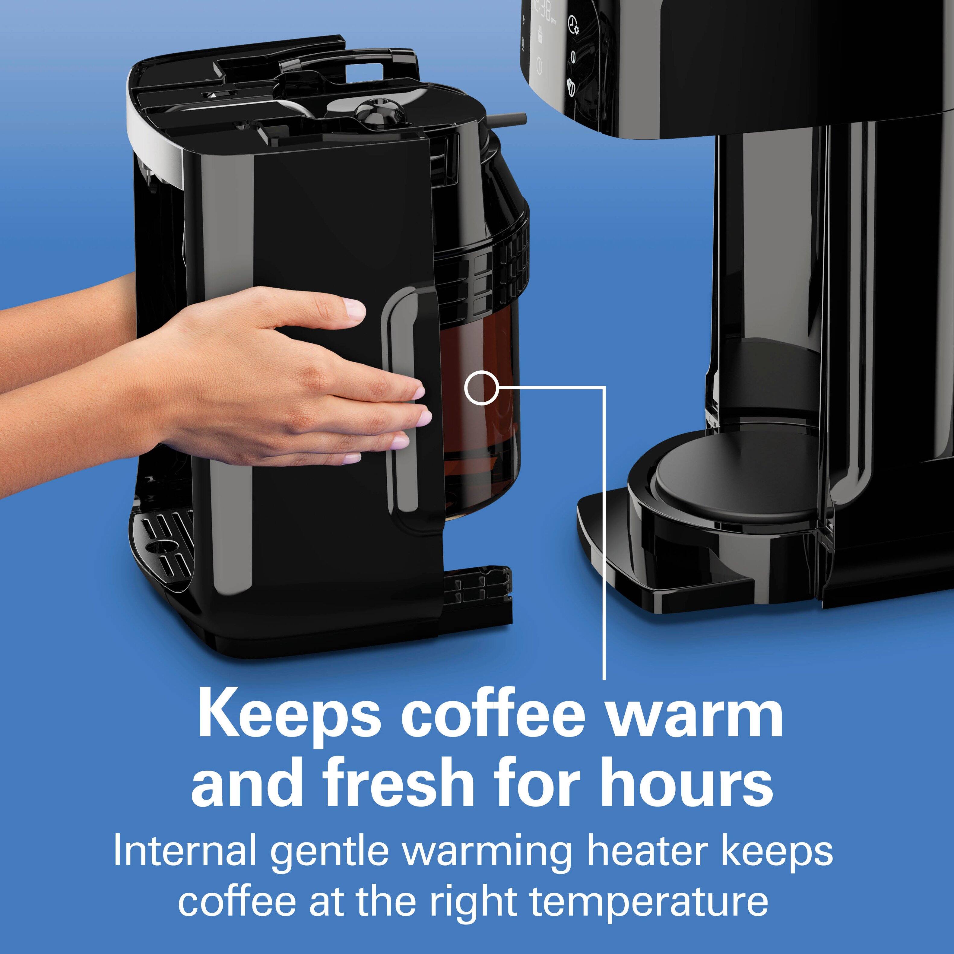 Keeps coffee warm and fresh for hours  
Internal gentle warming heater keeps coffee at the right temperature
