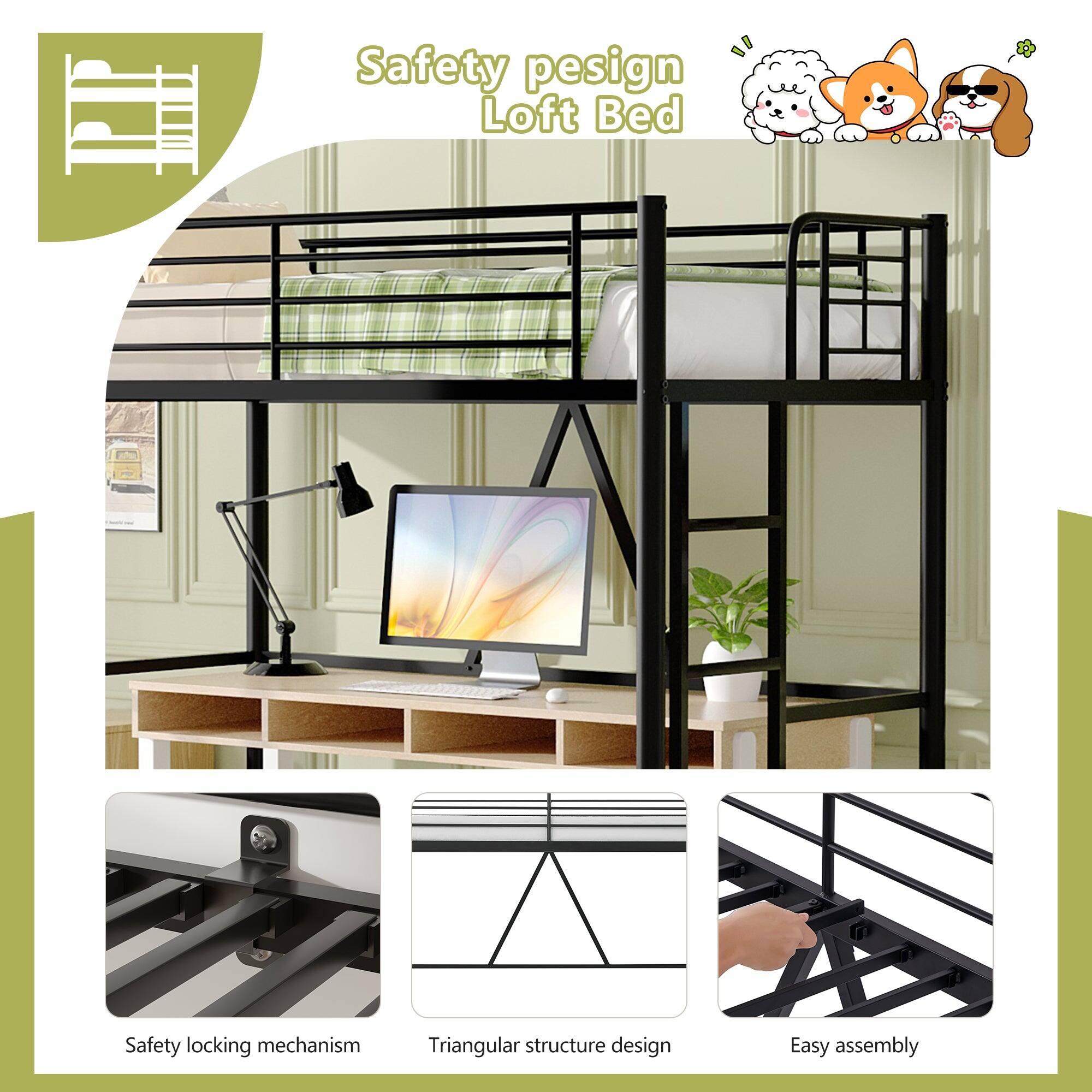 Safety design Loft Bed

- Safety locking mechanism
- Triangular structure design
- Easy assembly
