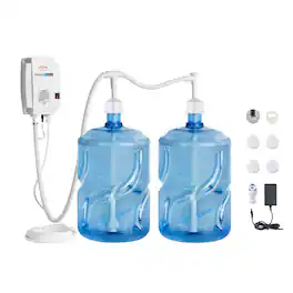VEVOR - Bottled Water Dispenser Pump System, 2x5 Gallon Dispensing System, Automatic Electric Water Dispenser, Double-Pipe Water - White