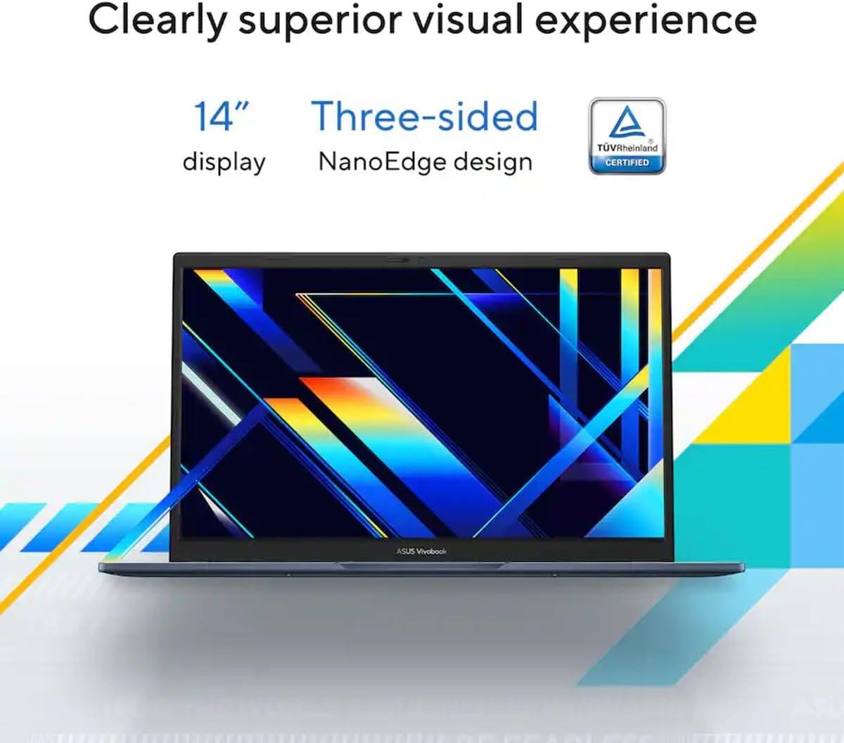 Clearly superior visual experience

14" display

Three-sided NanoEdge design

TÜV Rheinland CERTIFIED