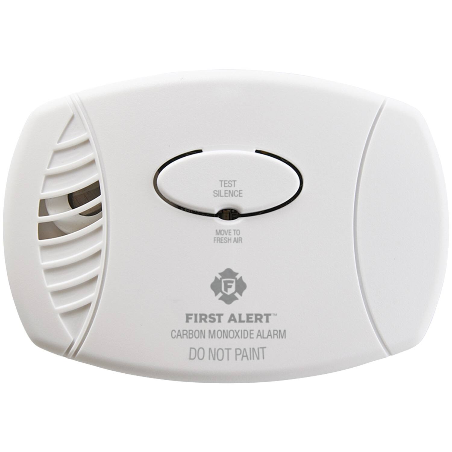 TEST SILENCE MOVE TO FRESH AIR  
F - FIRST ALERT CARBON MONOXIDE ALARM  
DO NOT PAINT