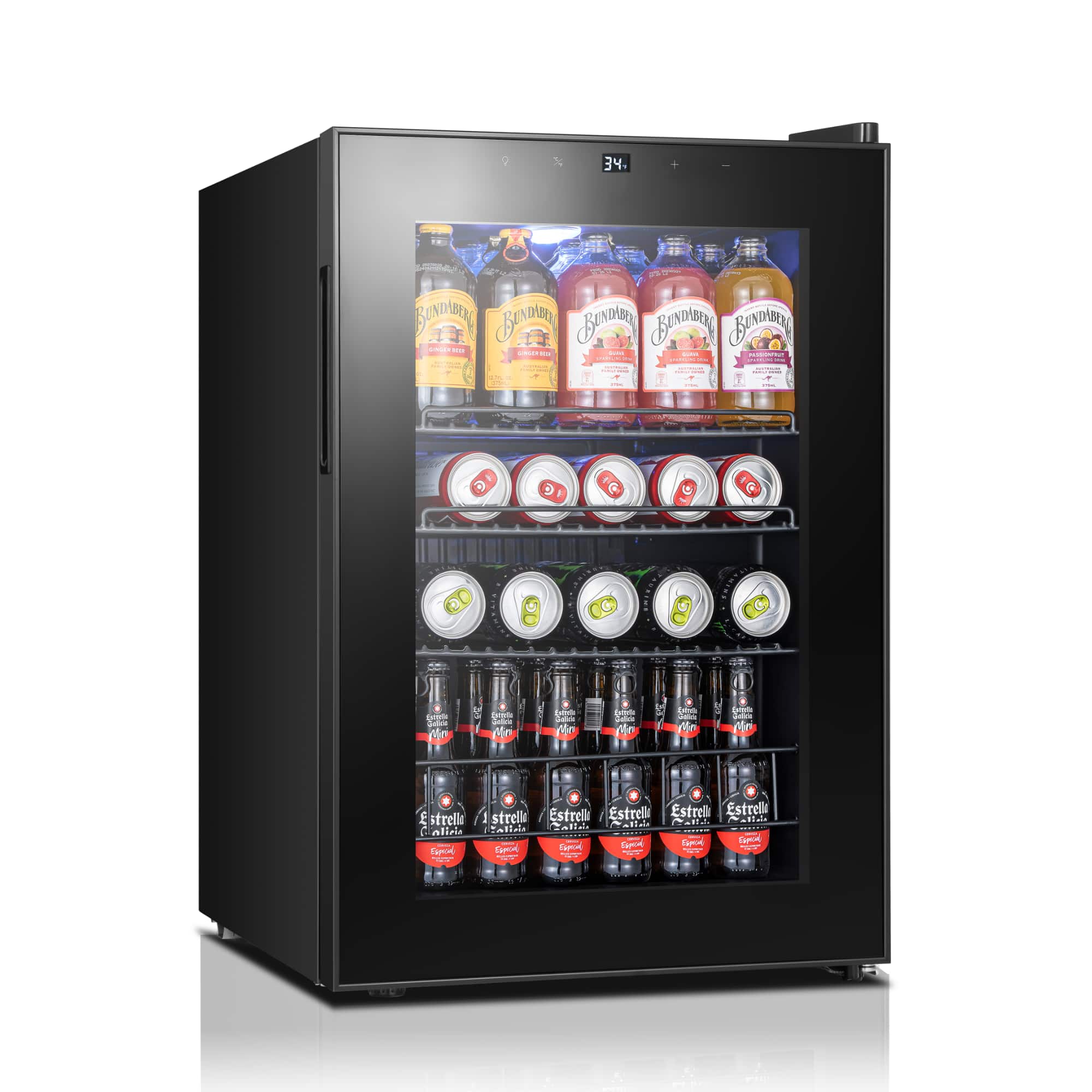 Yeego - Beverage Cooler, Beverage Refrigerator with Glass Door for Drink,Freestanding,77 Cans - Black