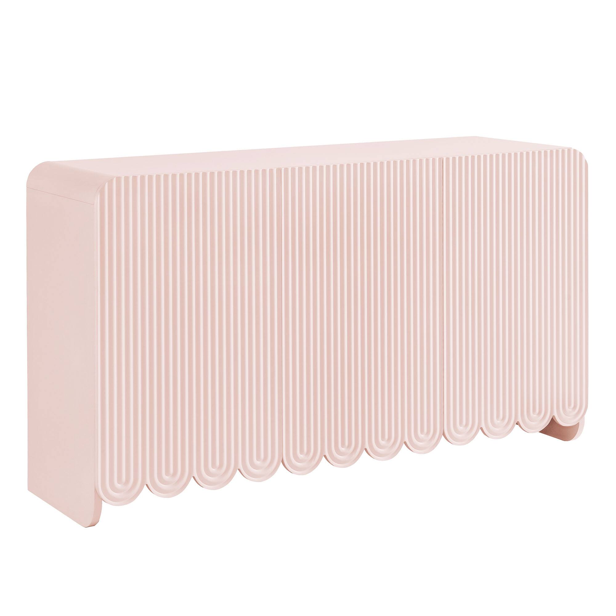 Angle. Modway - Dahlia Fluted and Scalloped Sideboard Storage Cabinet by Modway - Soft Pink.