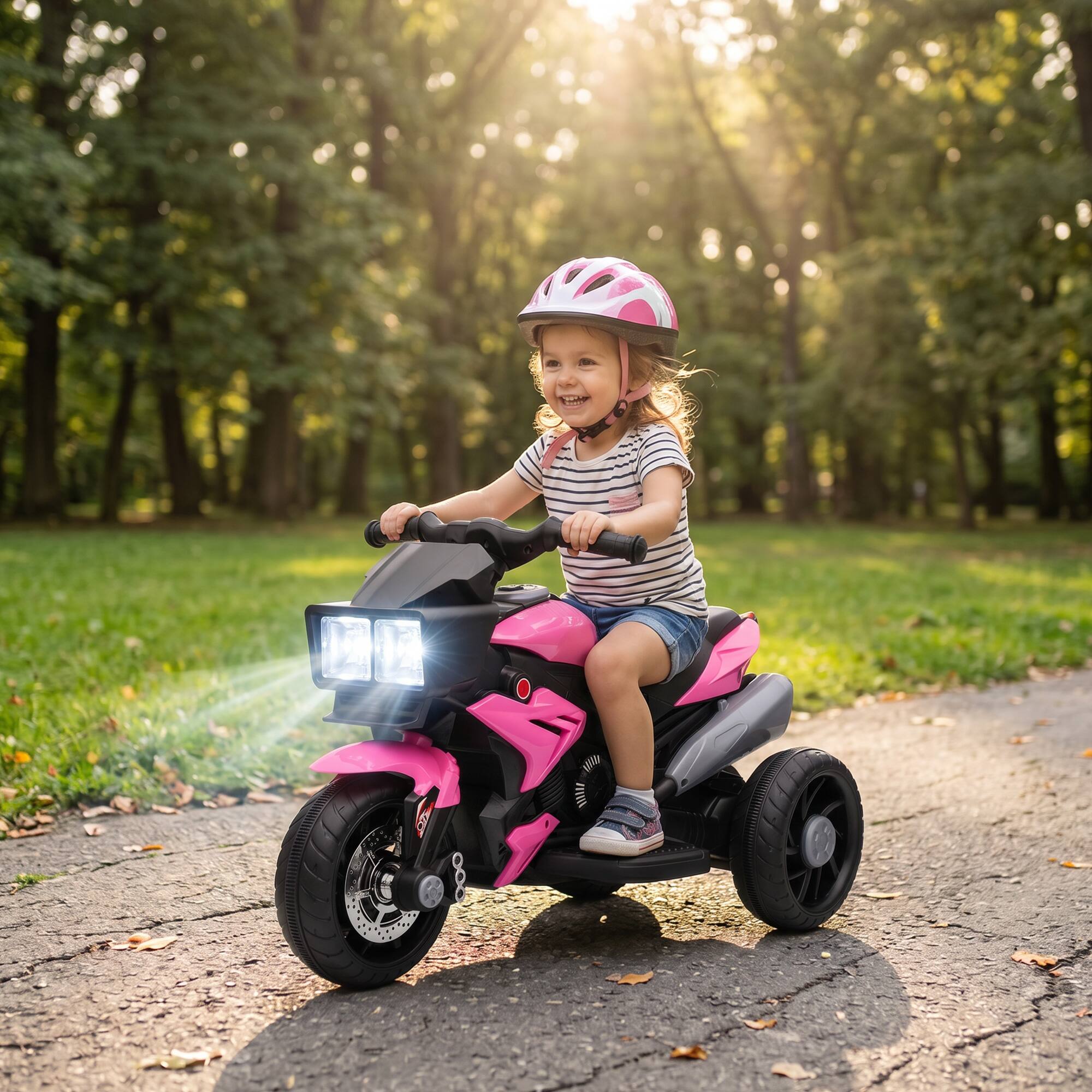 Alt View 8. Aosom - Kids Motorcycle, Battery-Operated Mini Electric Motorbike with Forward/Reverse Switch - Pink.