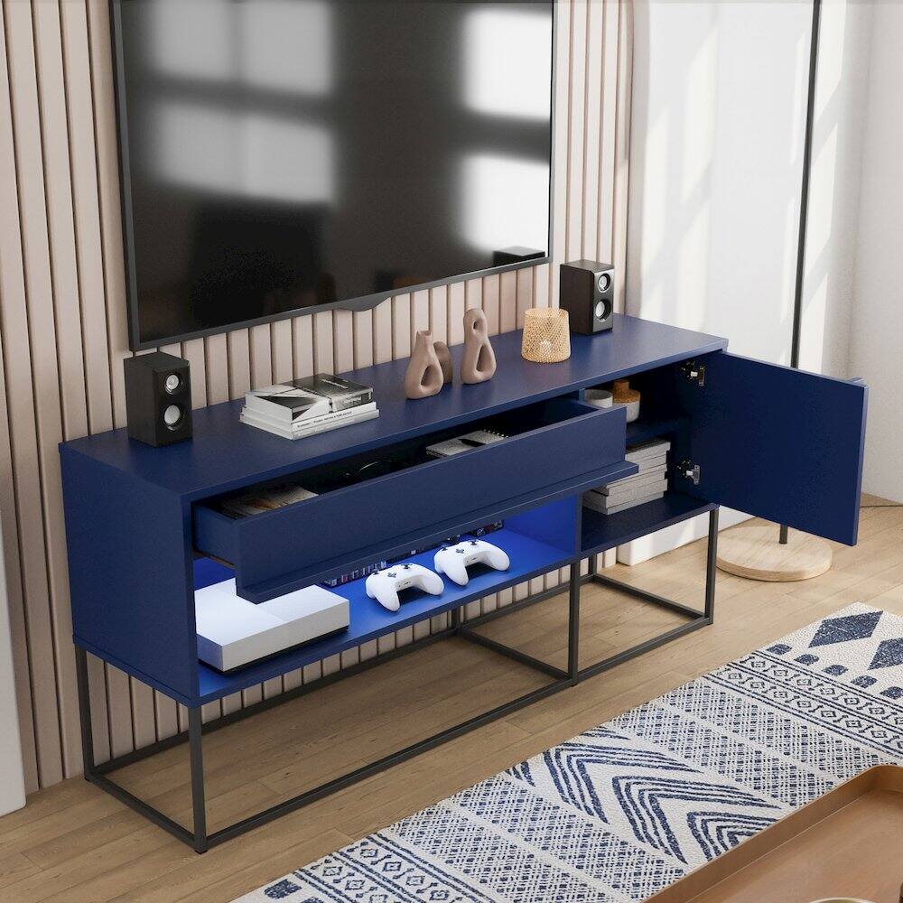 Alt View 4. Furniture of America - Yazda TV Stand Fits TV's up to 65 in. with LED Lights - Blue.