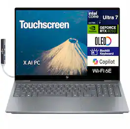 HP - OmniBook X Laptop 16.0 2048x1280 Display (Intel Ultra 7-255H, 32GB DDR5, 2TB SSD, Win 11 Home) w/USB Hub - Meteor Silver