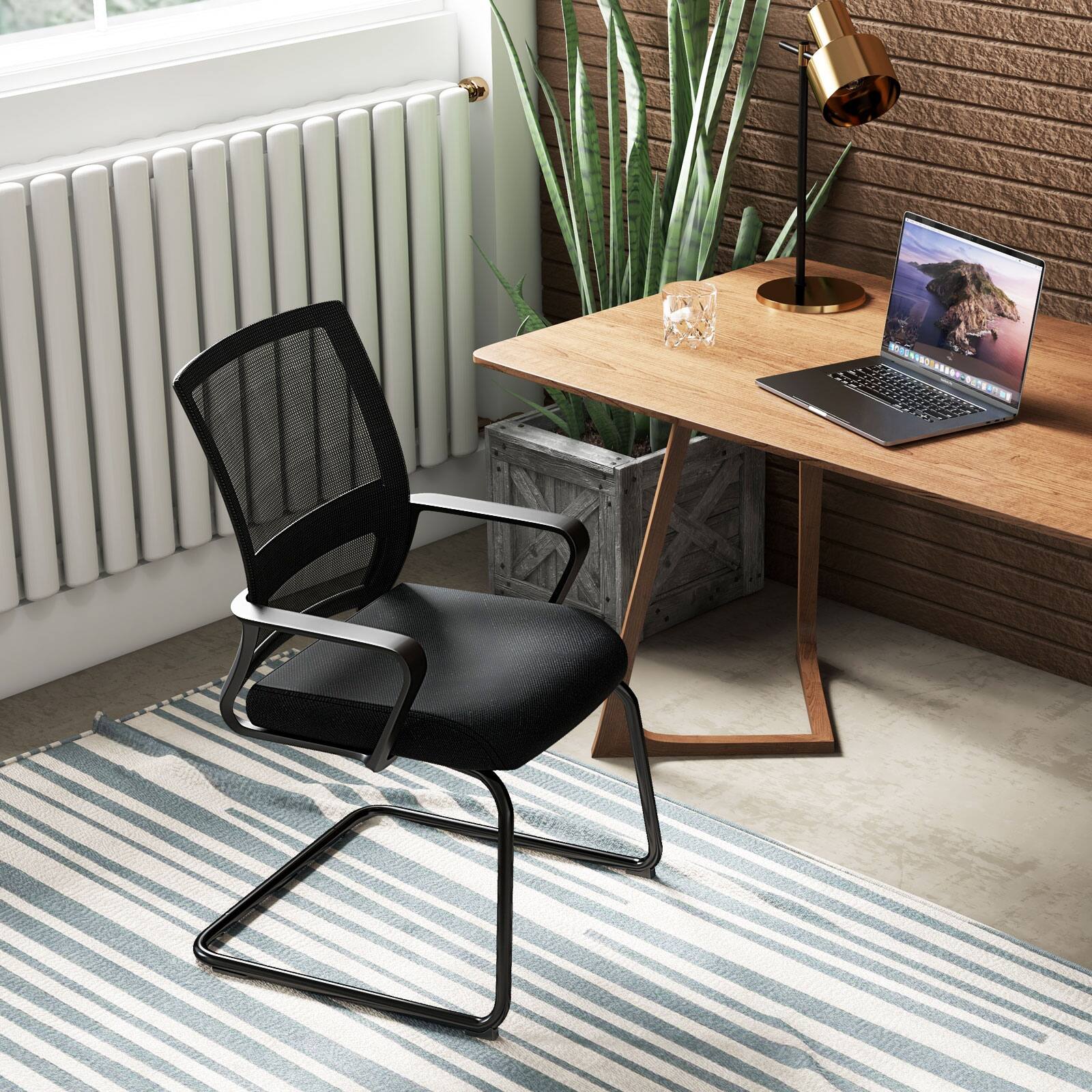 Alt View 3. Gymax - Gymax Office Mesh Chair Set of 2 Upholstered Guest Conference Chair w/Ergonomic Backrest - Black.