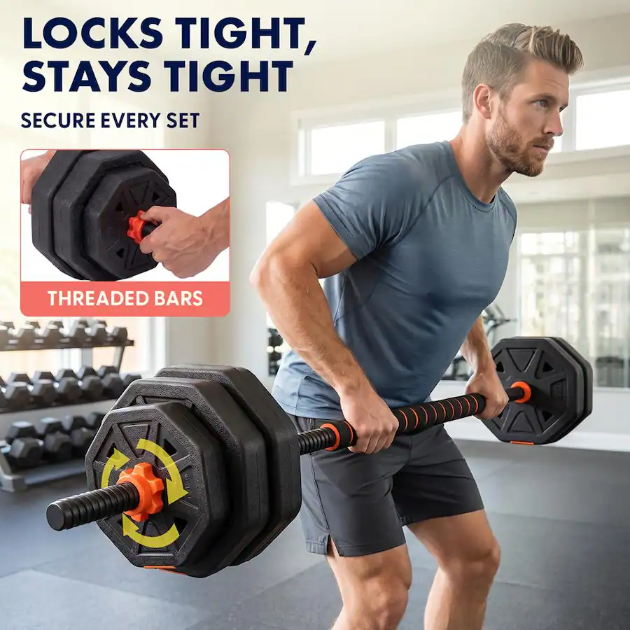 Octagane SereneLife SQUATZ 45/70/90 lb Octagon Adjustable Dumbbell Set, 4 in 1 ...