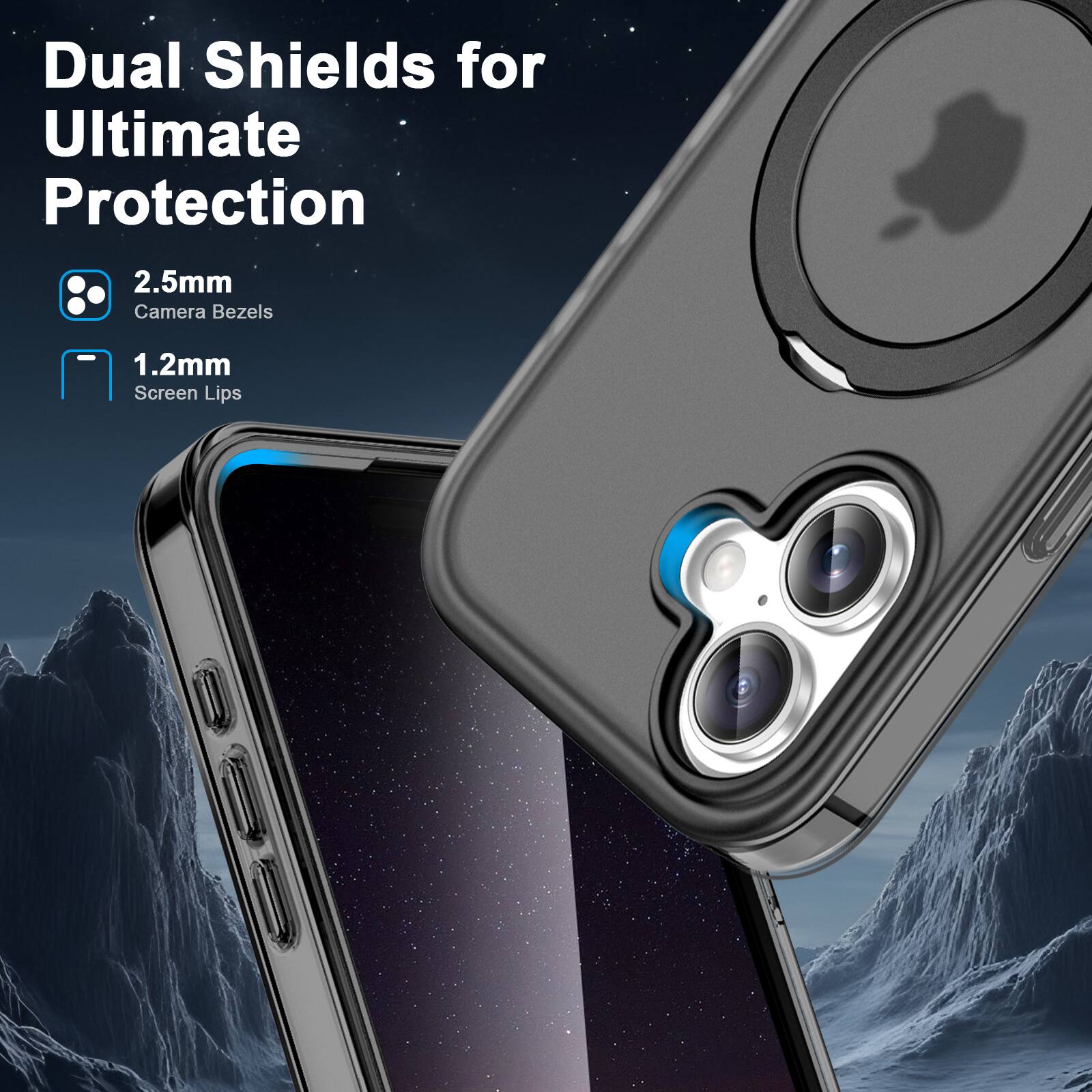 Dual Shields for Ultimate Protection

2.5mm Camera Bezels

1.2mm Screen Lips