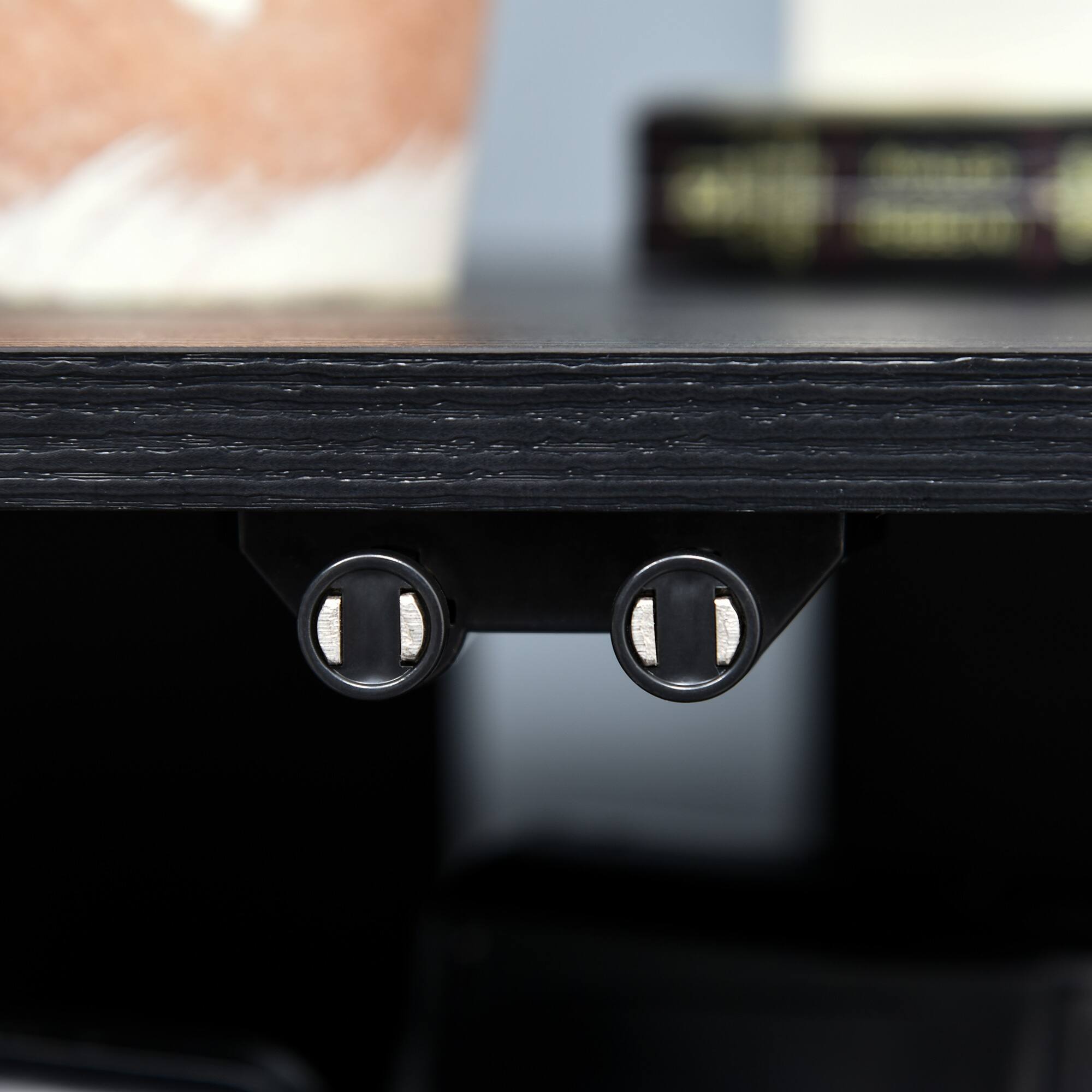 Alt View 9. Homcom - Media Cabinet, 4-Tier Stereo Cabinet, Record Player Stand with Vinyl Record Storage, Adjustable Shelves - Distressed Black.