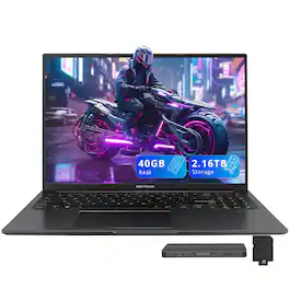 ASUS - Vivobook 16" WUXGA Laptop,Intel i7-1355U,40GB RAM,2TB SSD+160GB Docking Station,Iris Xe Graphics,Win 11 - Black