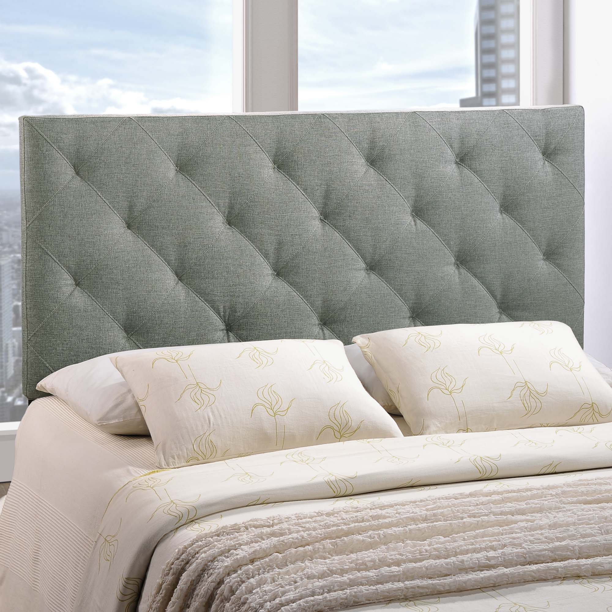 Angle. Modway - Theodore Upholstered Fabric Queen Headboard by Modway - Gray.