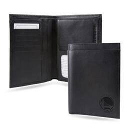 Rico Industries - Golden State Warriors NBA Black Leather Traveling Bilfold Wallet w/ RFID Blocking- 14 total slots/pockets - Multi