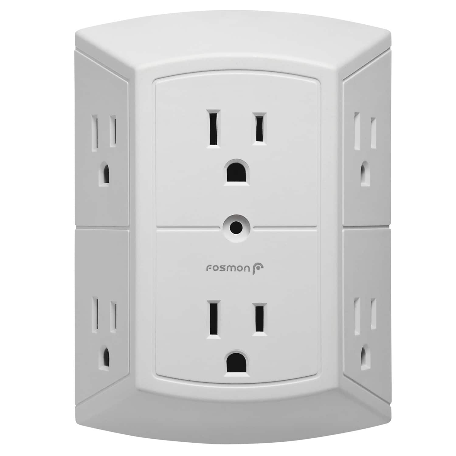 Fosmon - 6 Outlet Extender, Multi Plug Wall Outlet Splitter, [ETL Listed] Grounded Indoor Electrical Outlet, Power Outlet - White