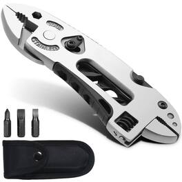 Dapper Styles - Multitool Wrench With 7 Tools pliers wire Cutter flat Screwdriver phillips Screwdriver Folding - Dp12silver