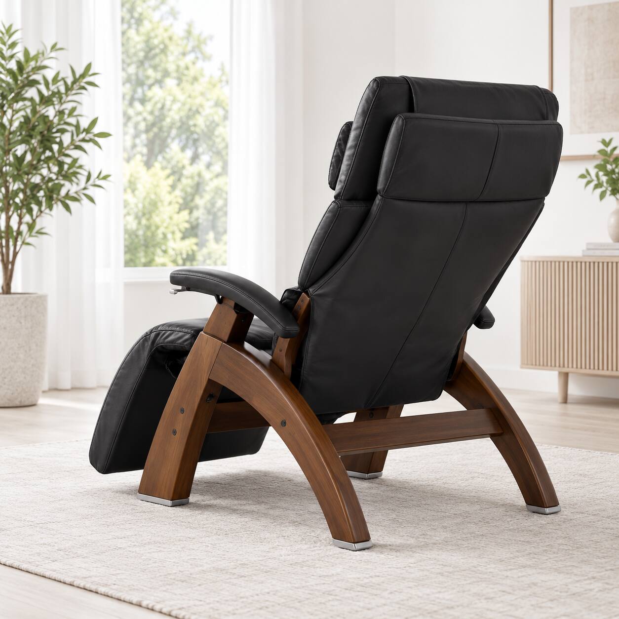 Back. Human Touch - Human Touch Perfect Chair PC-420 Classic Manual Plus Zero Gravity Chair Recliner with Solid Wood Base - Dark Walnut / Black SofHyde / Comfort.