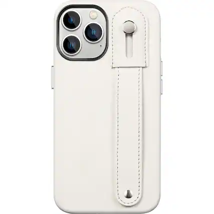 Front. SaharaCase - FingerGrip Series Genuine Leather Case with MagSafe for Apple iPhone 15 Pro Max - White.