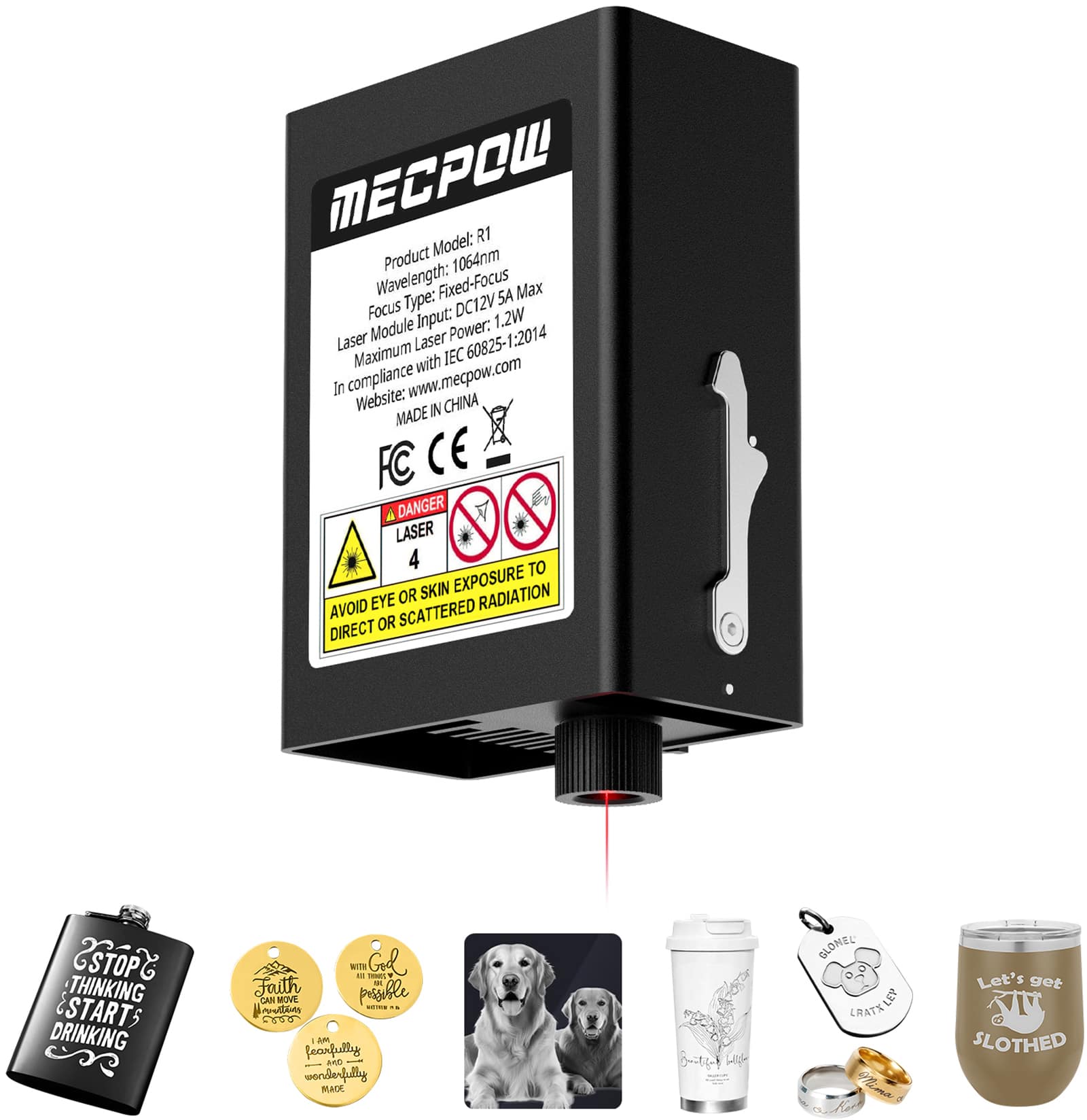 Mecpow - R1 1064nm 1.2W Infrared Laser Module for X3/X3Pro/M1/X4/X4Pro/X4Pro-40W/X5/X5Pro Laser Engraver