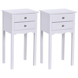 Gymax - 2 PCS Side Table End Accent Table Night Stand W/ 2 Drawers - White