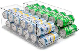 Sorbus - 12 Can Holder Fridge Organizer - Clear Two Pack