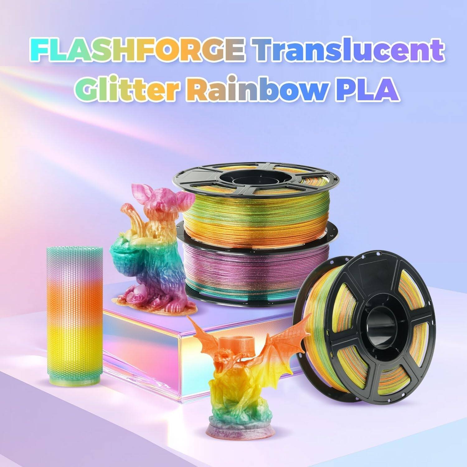 FLASHFORGE Translucent Glitter Rainbow PLA
