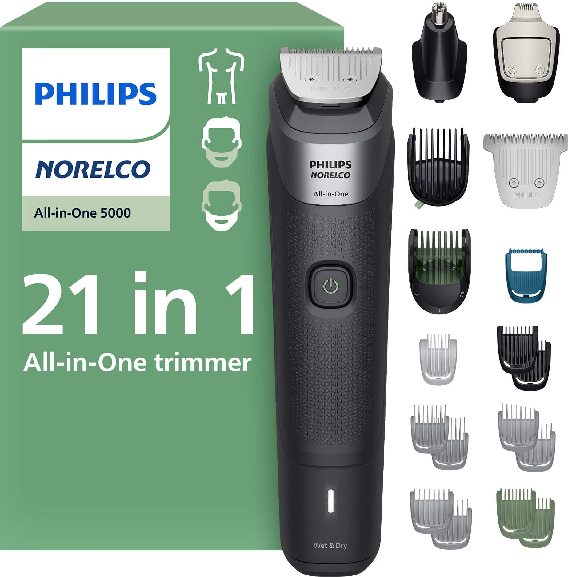 PHILIPS NORELCO  
All-in-One 5000  
21 in 1  
All-in-One trimmer  
Wet & Dry