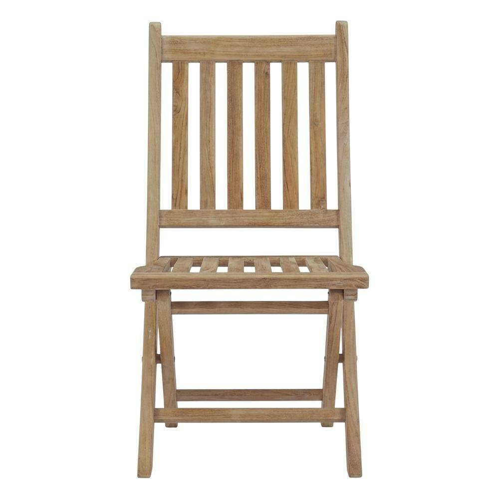 Back. Outdoor Escape - Weather-Resistant Teak Outdoor Folding Chair With Comfortable Backrest - Brown.