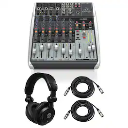 Behringer - XENYX Q1204USB 12-Input 2/2-Bus Mixer, w/Headphones, 2x XLR Cable