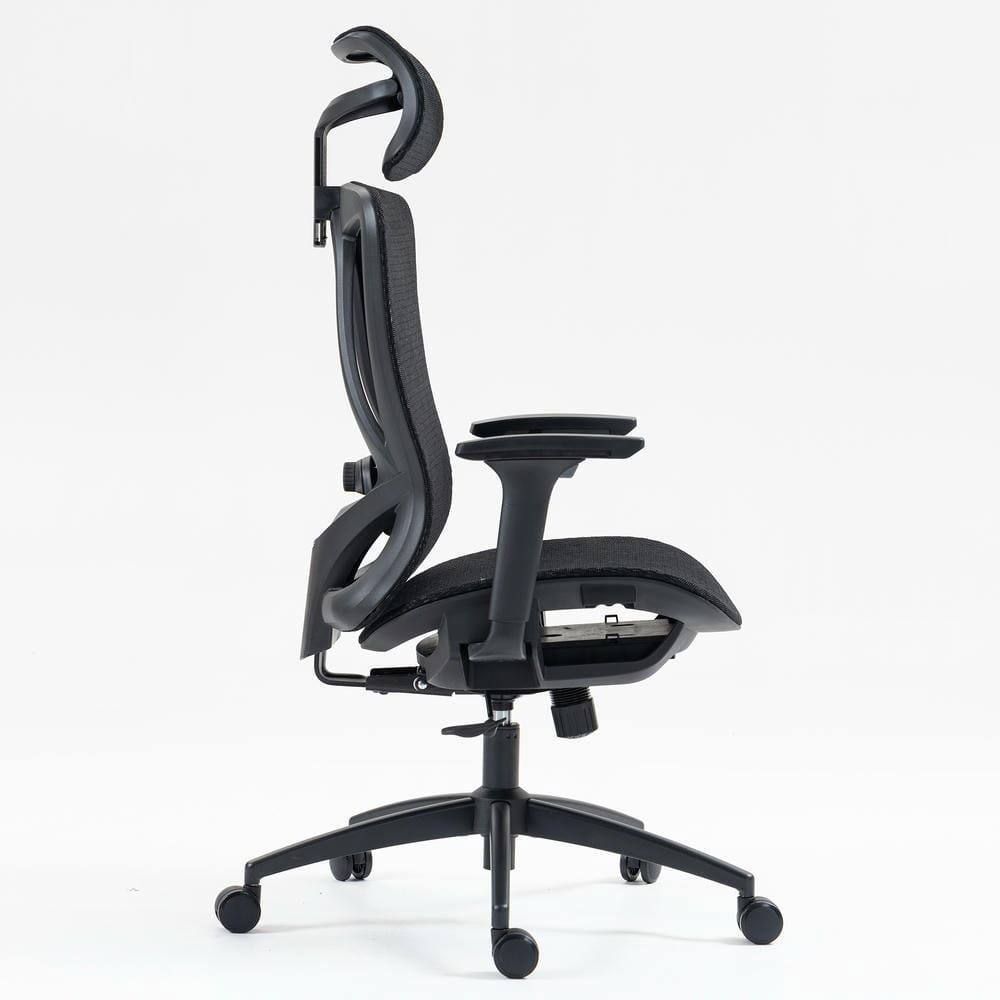 Left. Kadyn - High Back Mesh Office Chair, 3D Adjustable Armrests, Breathable Ergonomic Design, 360° Swivel, Black - Black.