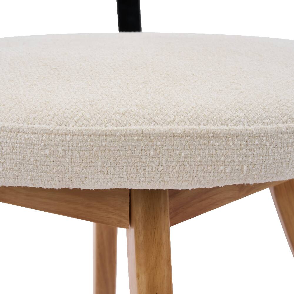 Alt View 9. Loheer - Loheer Upholstered Dining Chairs Set of 2 White Fabric Curved Back Rubber Wood Base - White.