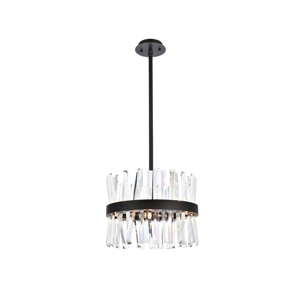Alt View 5. Elegant Lighting - Serephina 16 inch crystal round pendant light in black - Black.