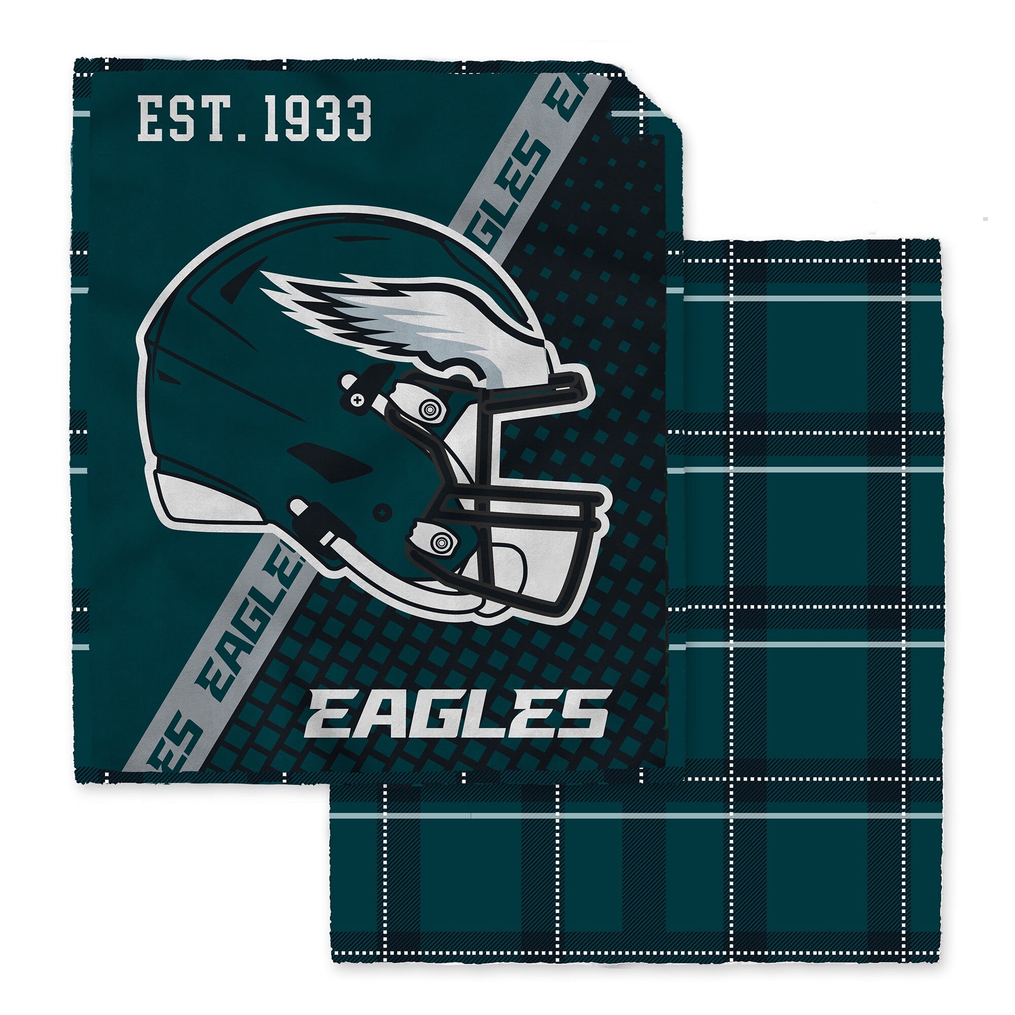 Pegasus - Philadelphia Eagles 60" x 80" Gradient Helmet Double-Sided Plaid Sherpa Blanket - Multicolor