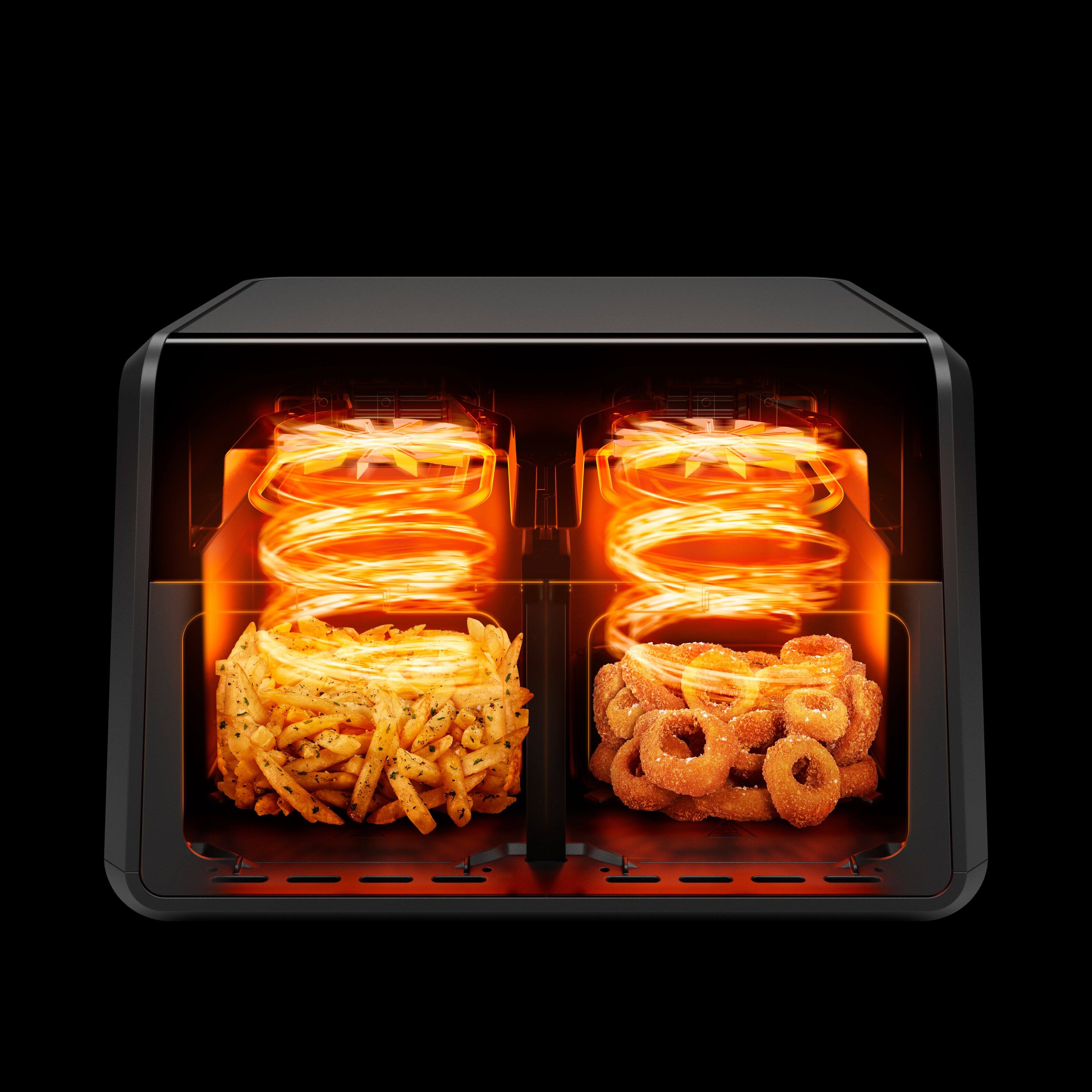 Back. Chefman - 9-Quart TurboFry Dual Basket Air Fryer with DC Motor, PFAS Free - Black.