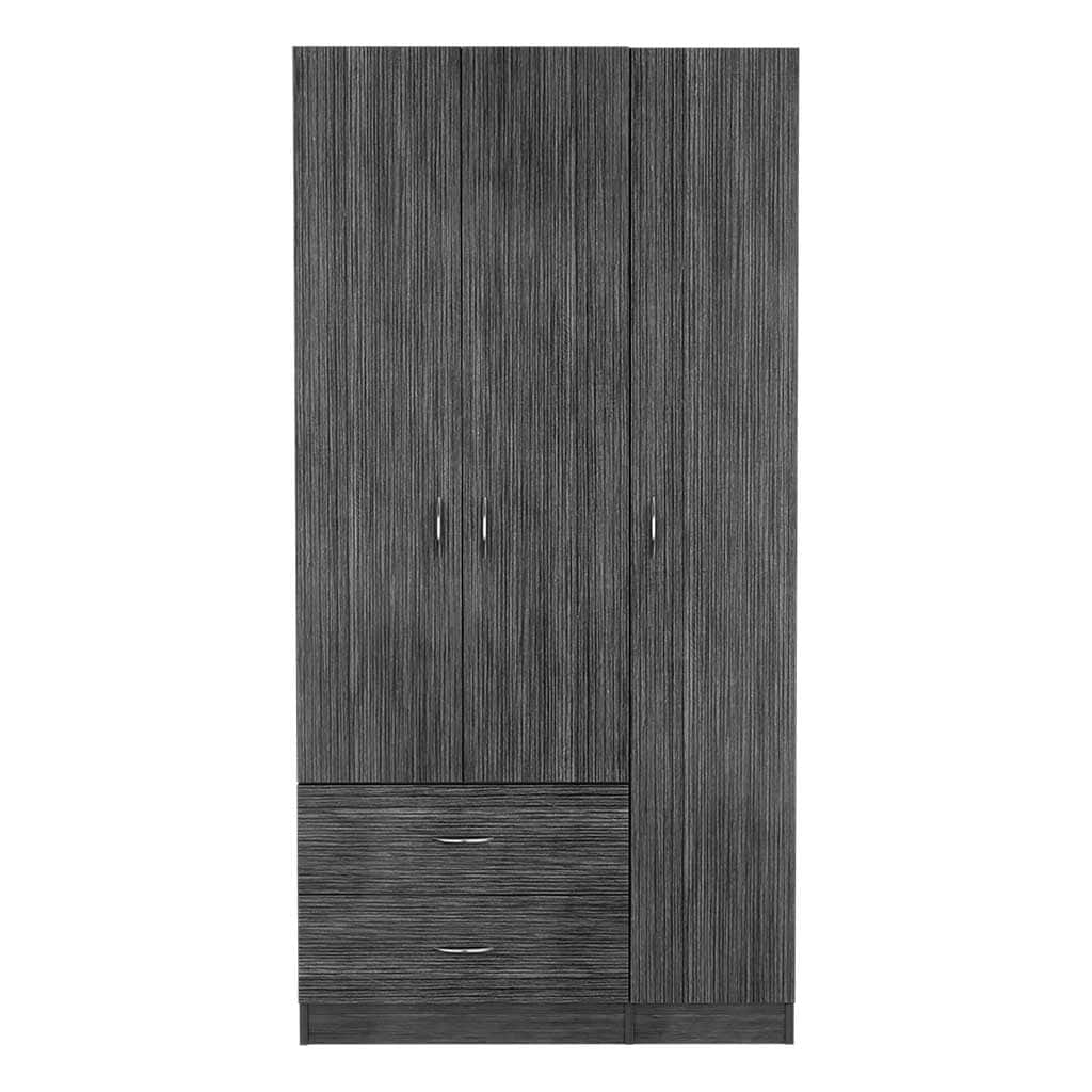 TinyHomie - Three Door Armoire Clark Bedroom Smokey Oak / White - Multicolor