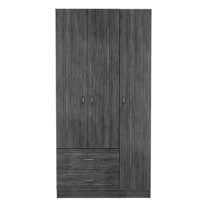 Front. TinyHomie - Three Door Armoire Clark Bedroom Smokey Oak / White - Multicolor.