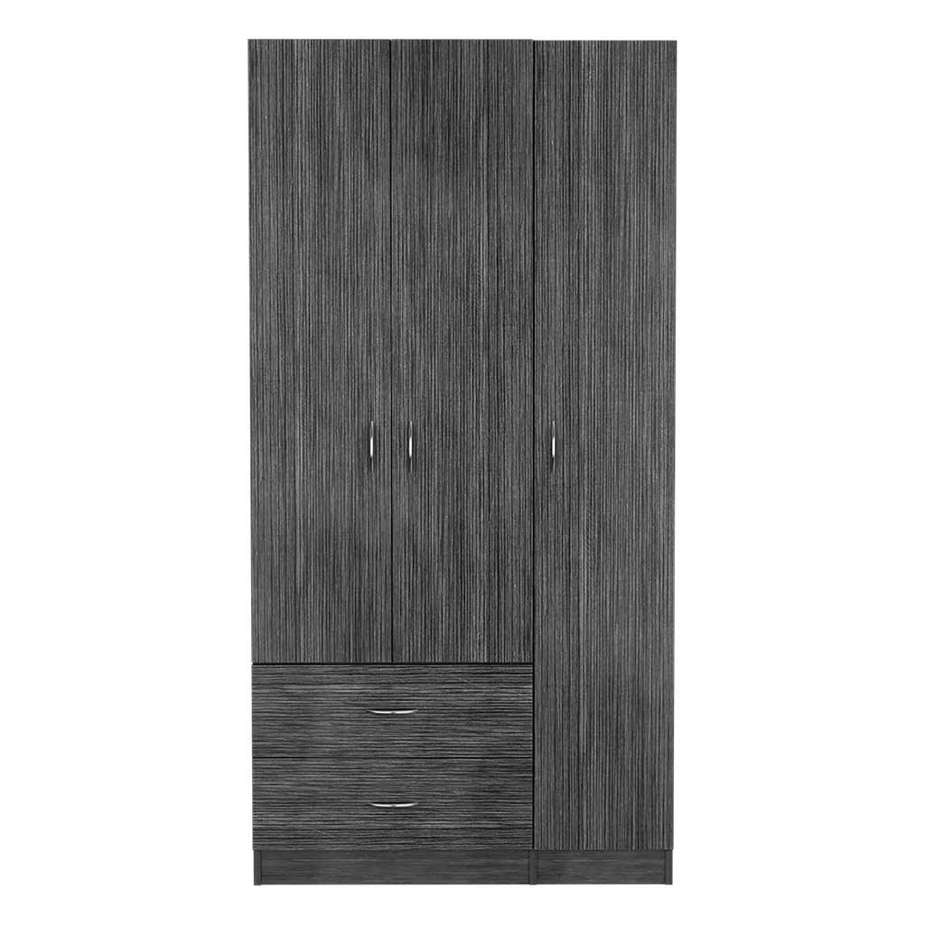 Front. TinyHomie - Three Door Armoire Clark Bedroom Smokey Oak / White - Multicolor.