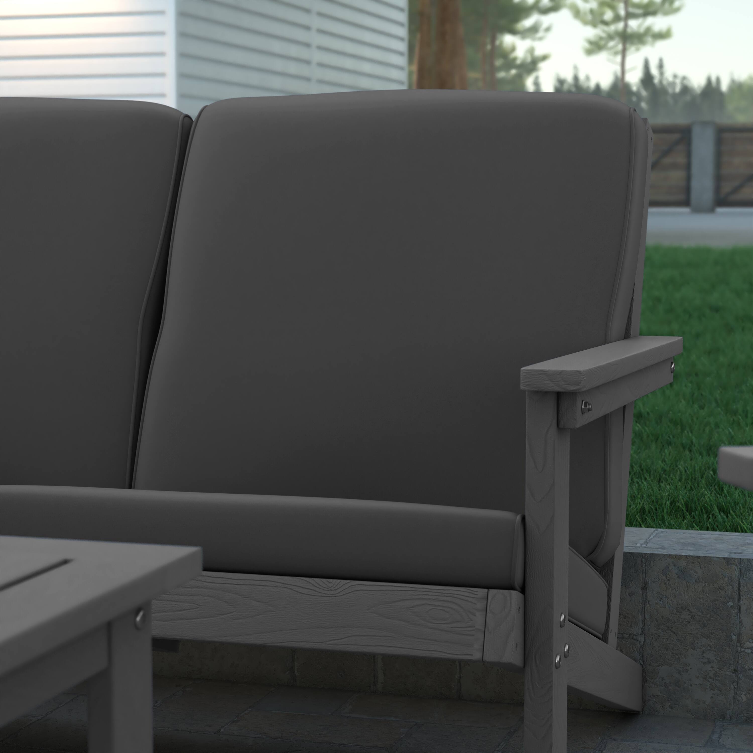 Alt View 3. Emma + Oliver - Hammond All-Weather Polyresin Adirondack Loveseat with Deep Seat and Comfortable Back & Seat Cushions - Gray Cushions/Gray Frame.