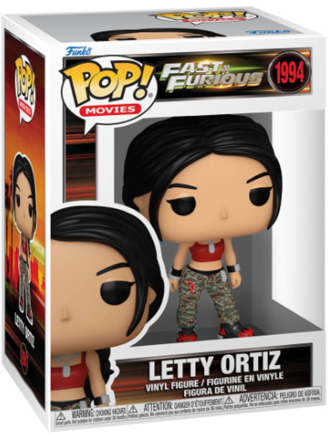 Funko POP! Movies  
Fast & Furious 1994  
Letty Ortiz  
Vinyl Figure / Figurine en Vinyle / Figura de Vinil  
Advertencia: Peligro / Attention: Danger / Avertissement: Peligro de Asfixia