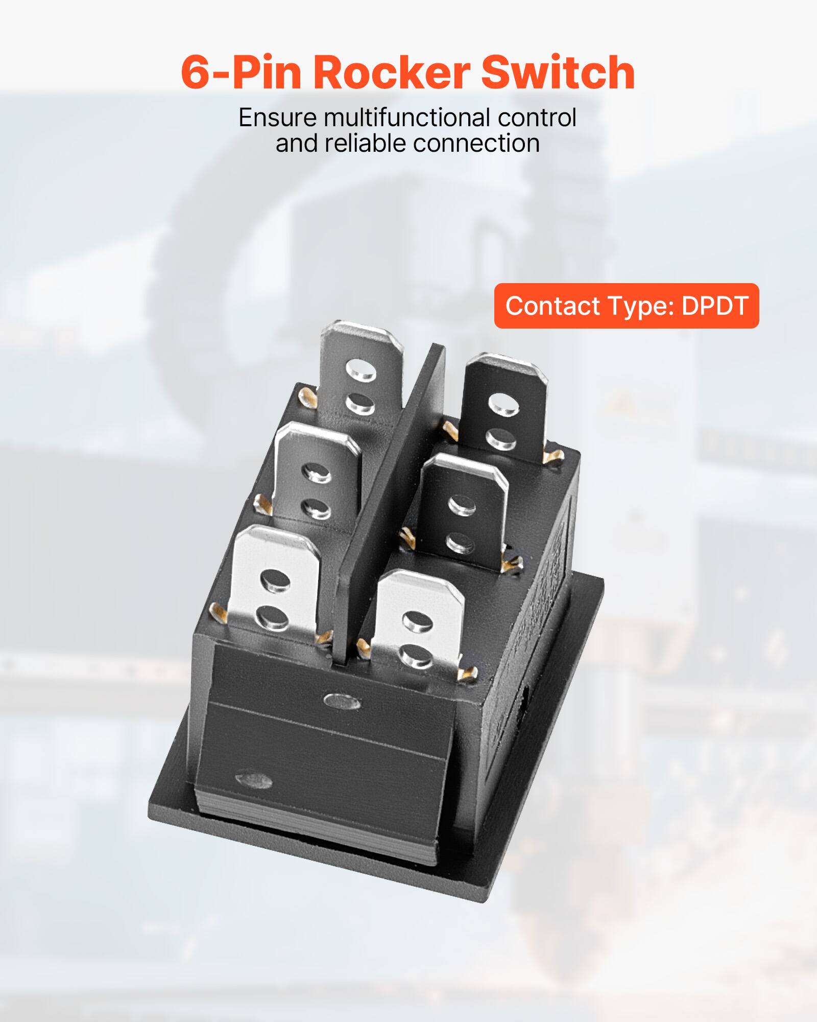 6-Pin Rocker Switch  
Ensure multifunctional control and reliable connection  
Contact Type: DPDT