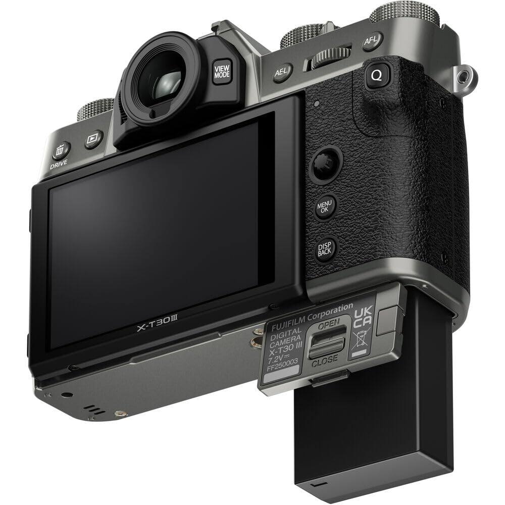AFL VIEW MODE AEL Q DRIVE MENU OK DISP BACK T-X Corporation CA UK FUJIFILM OPEN CAMERA DIGITAL X-T30 7.2V= CLOSE FF250003