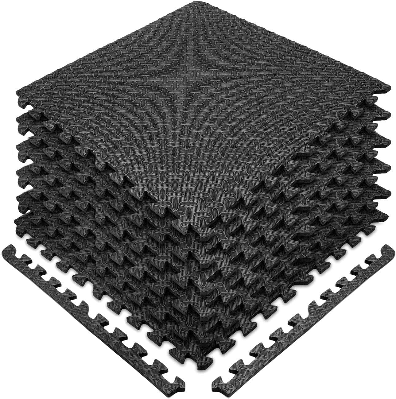 Sorbus - 24 Sq Ft EVA Foam Interlocking Exercise Mat, 6-Tile - Black