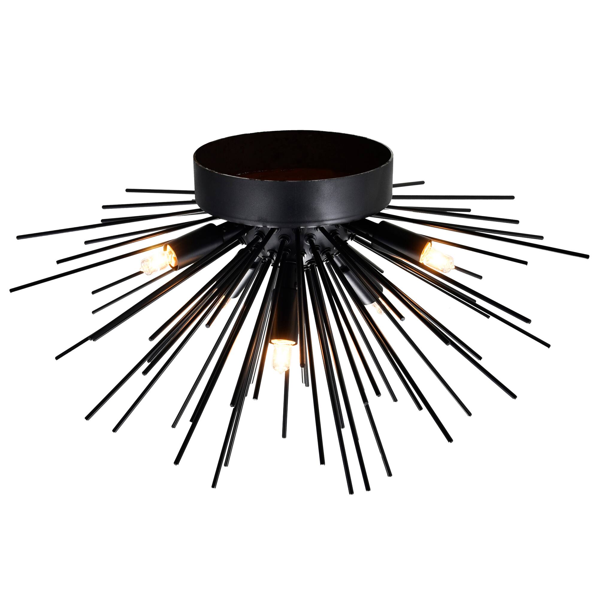 Alt View 1. CWI Lighting - Savannah 6 Light Flush Mount With Black Finish - Black.