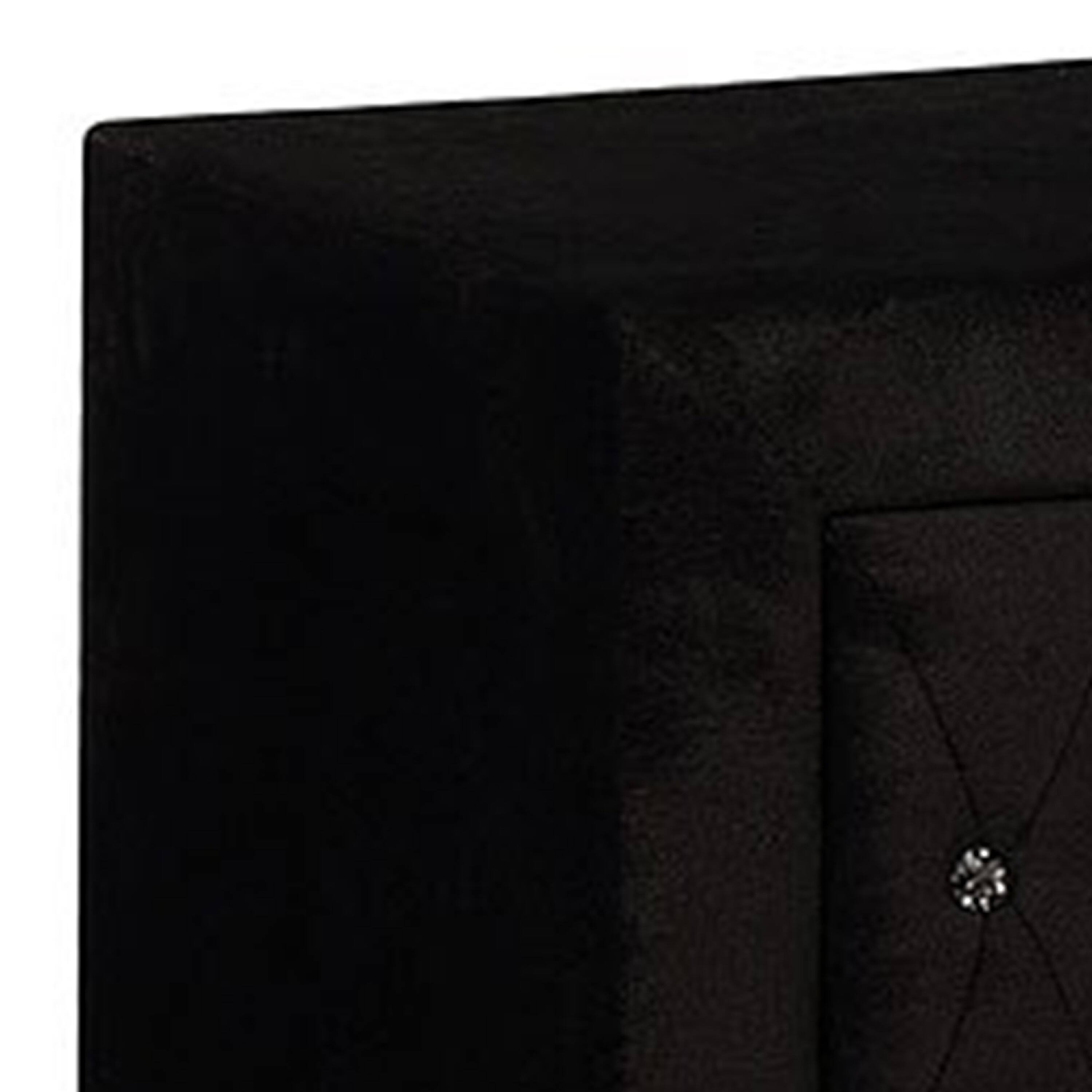 Alt View 1. Manhattan Lane - Rea Nightstand, 2 Drawers with Crystal Knobs, Black Velvet Upholstery - Black.