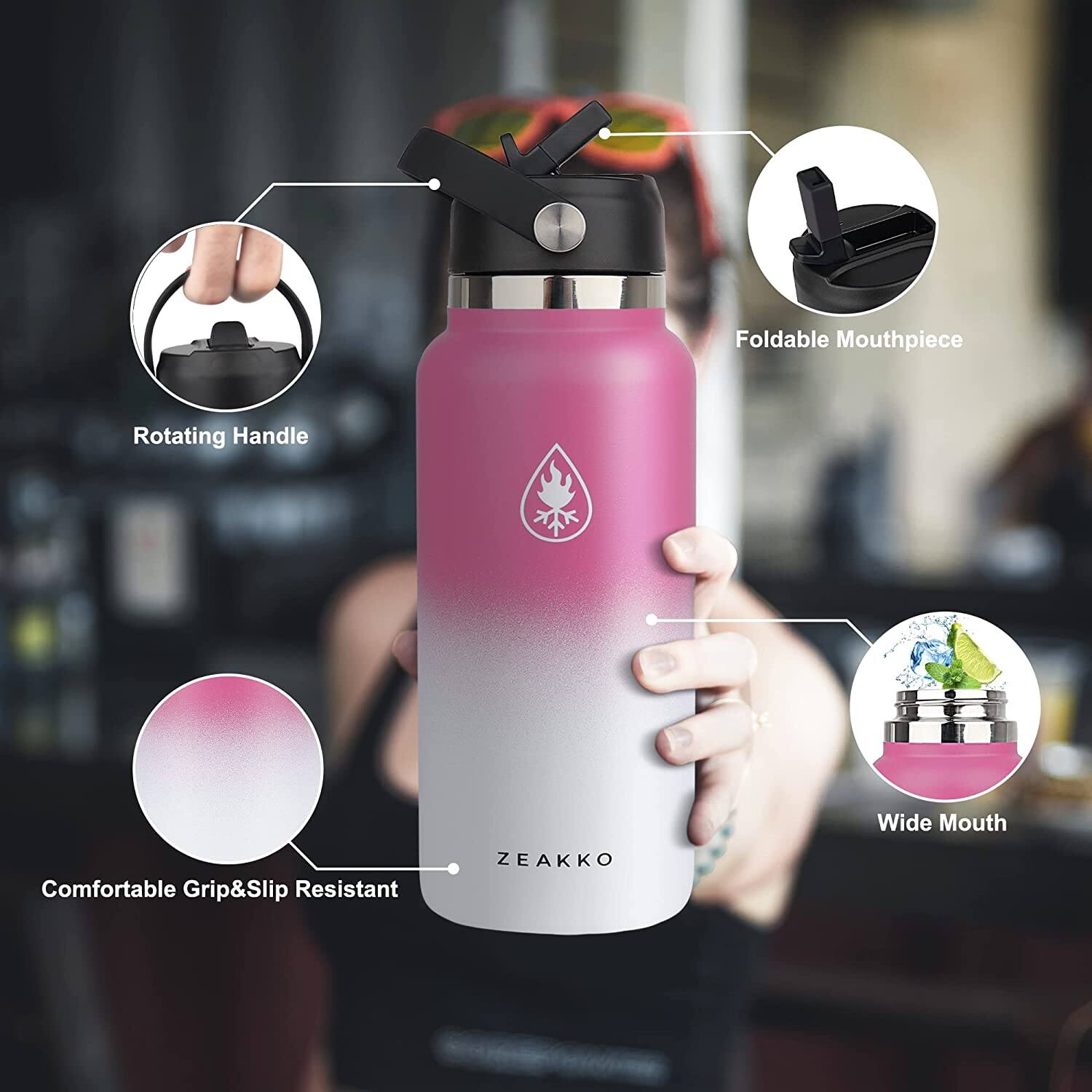 - Foldable Mouthpiece
- Rotating Handle
- Wide Mouth
- Comfortable Grip & Slip Resistant
- ZEAKKO