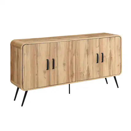 Front. New Classic Furniture - Rowan Wood Sideboard/TV Console in Natural/Beige - Natural.