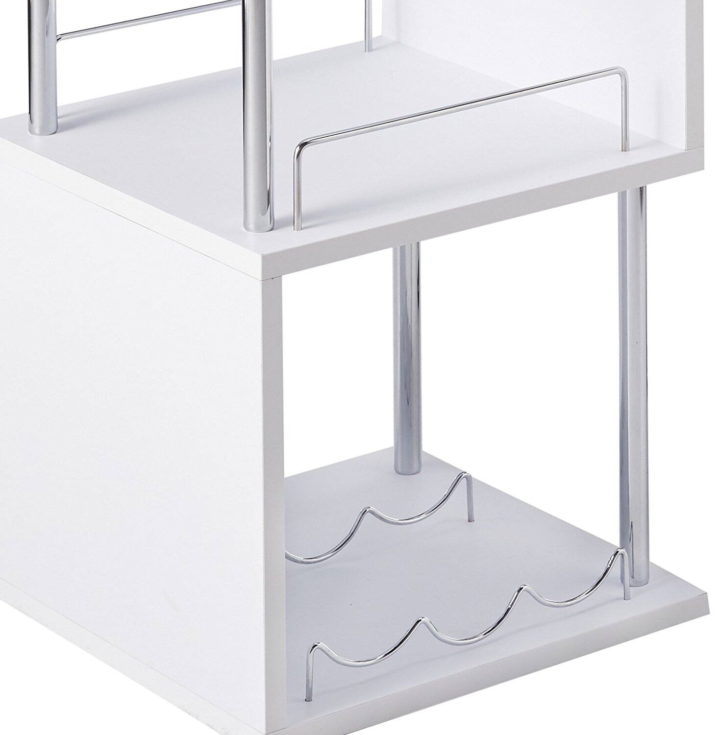 Alt View 1. Kings Brand Furniture - Kings Brand Furniture Minorca Bar Table with Shelves for Wine Bottles & Glasses - White.
